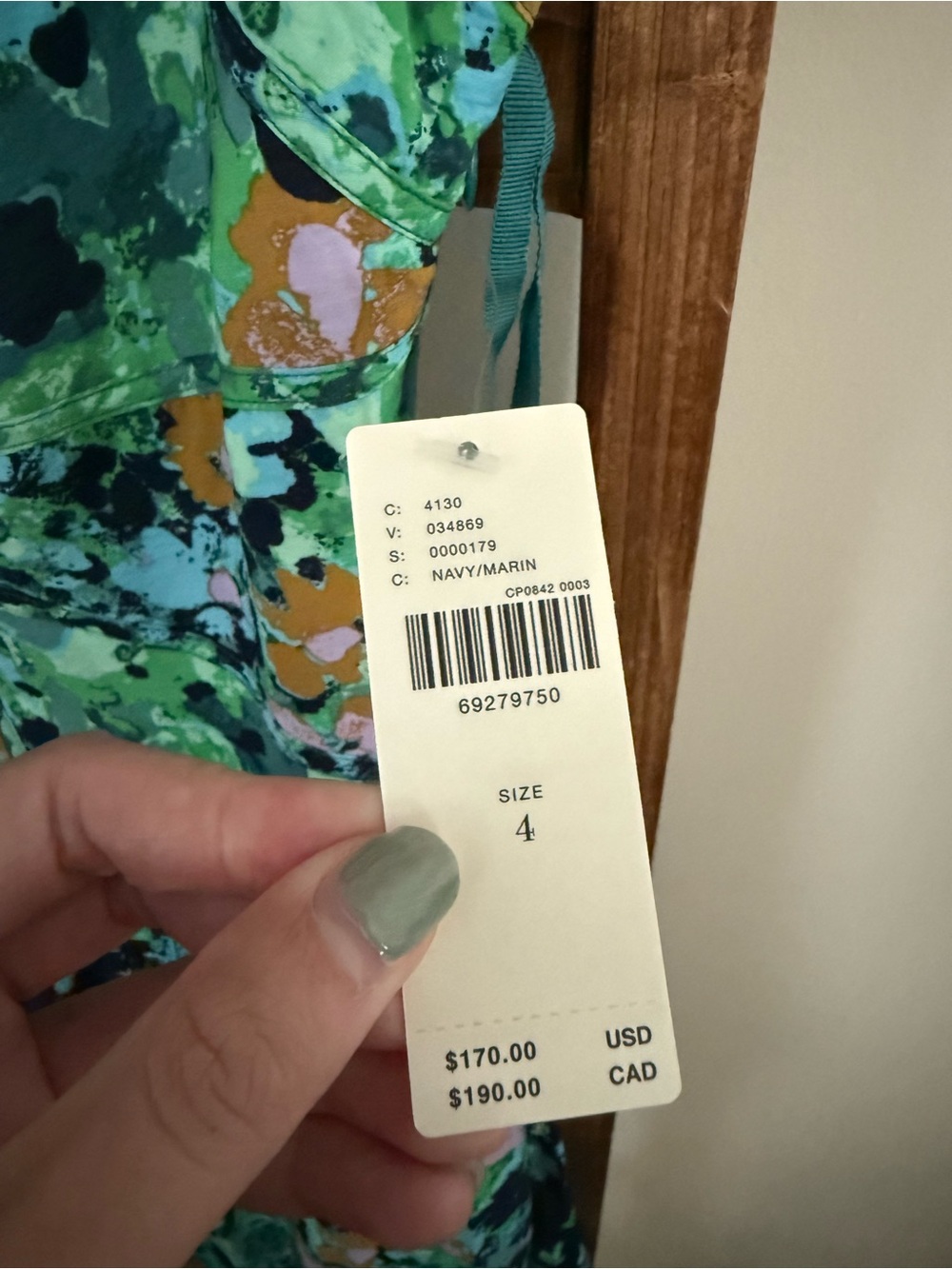 Anthropologie Green & Teal Floral Mini Dress - Picture 3 of 4